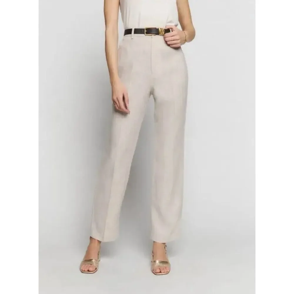Reformation Freddie Linen Pants 4 Oatmeal - New with Tags